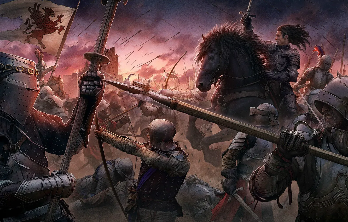 Фото обои Kerem Beyit, sword, armor, war, man, ken, blade, horse