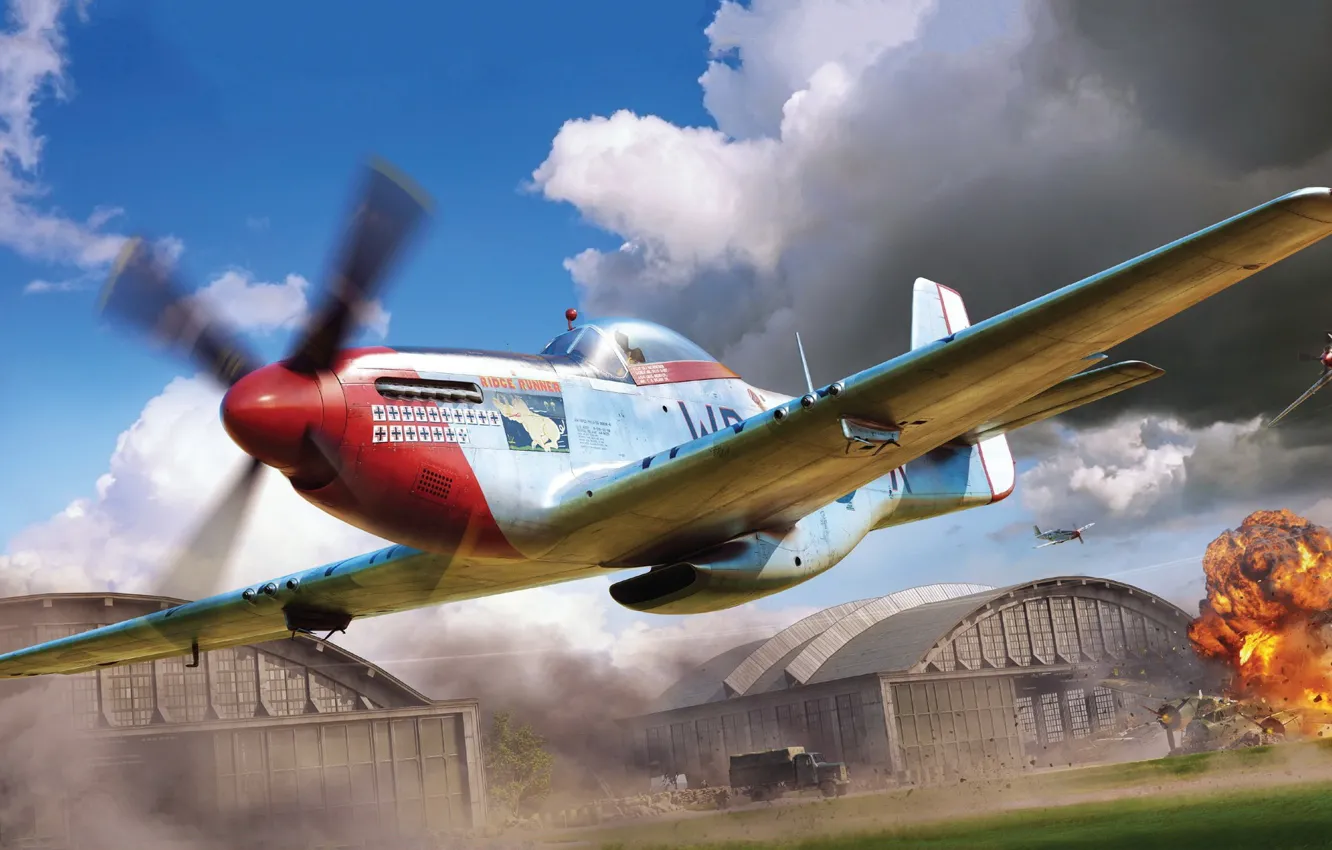Фото обои истребитель, США, P-51D Mustang, US Airforce, Piotr Forkasiewicz