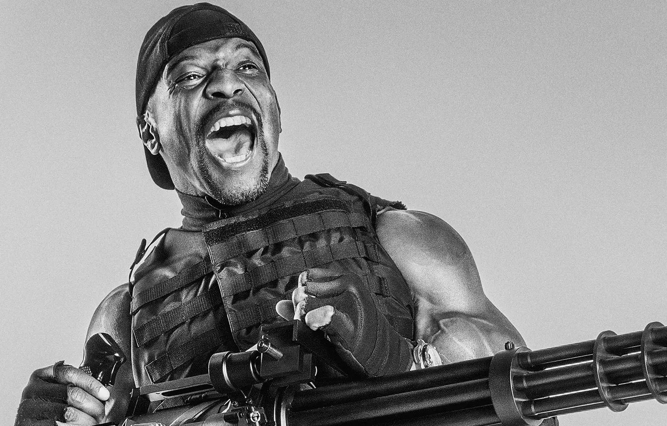 Фото обои пулемет, неудержимые, the expendables 3, terry crews