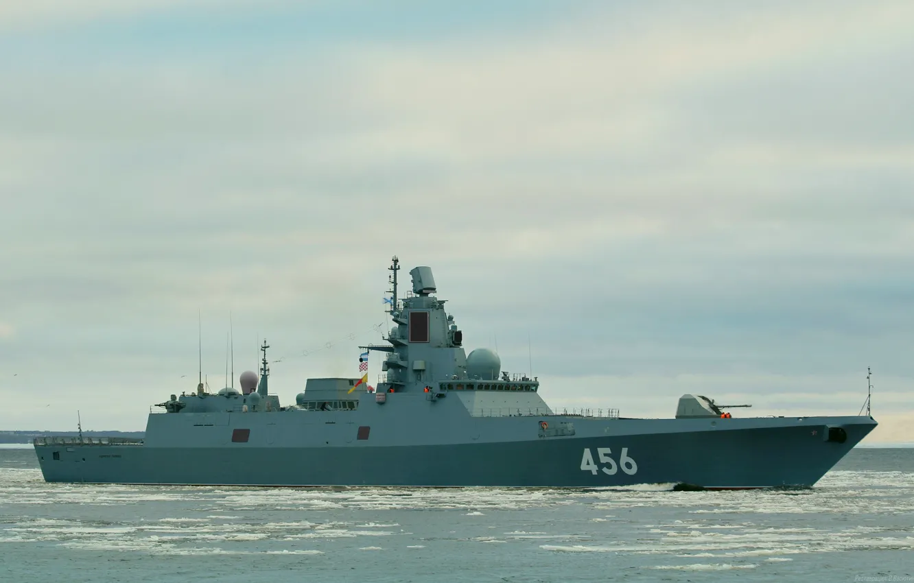 Фото обои зима, фрегат, Адмирал Головко