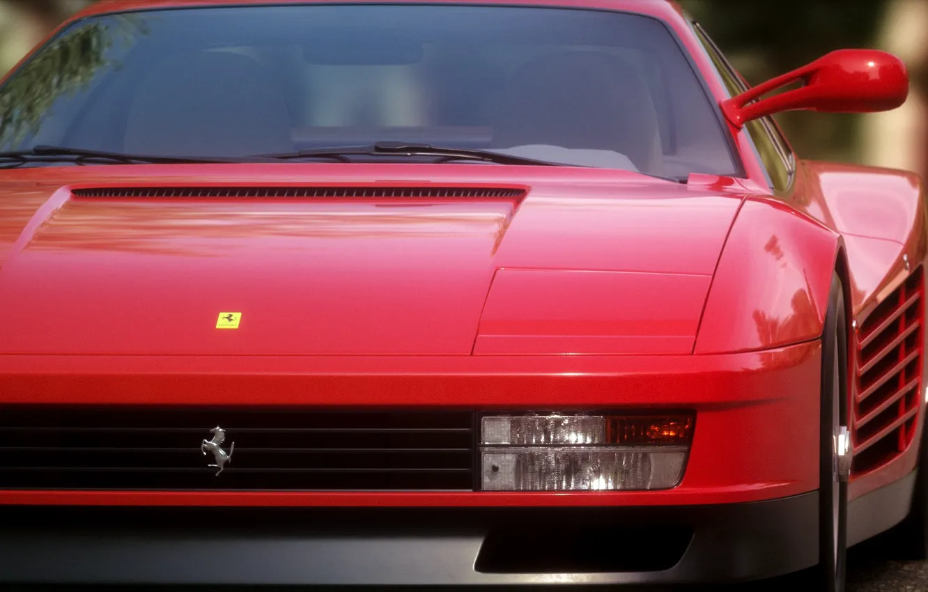 Фото обои Красный, Авто, Машина, Ferrari, Car, Рендеринг, Передок, Testarossa