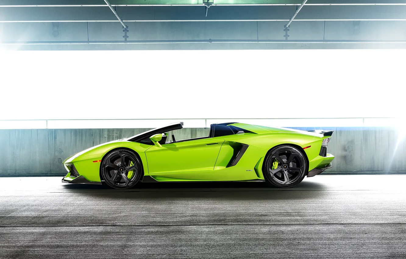 Фото обои car, green, lamborghini, supercar, tuning, aventador, vorsteiner, авентадор