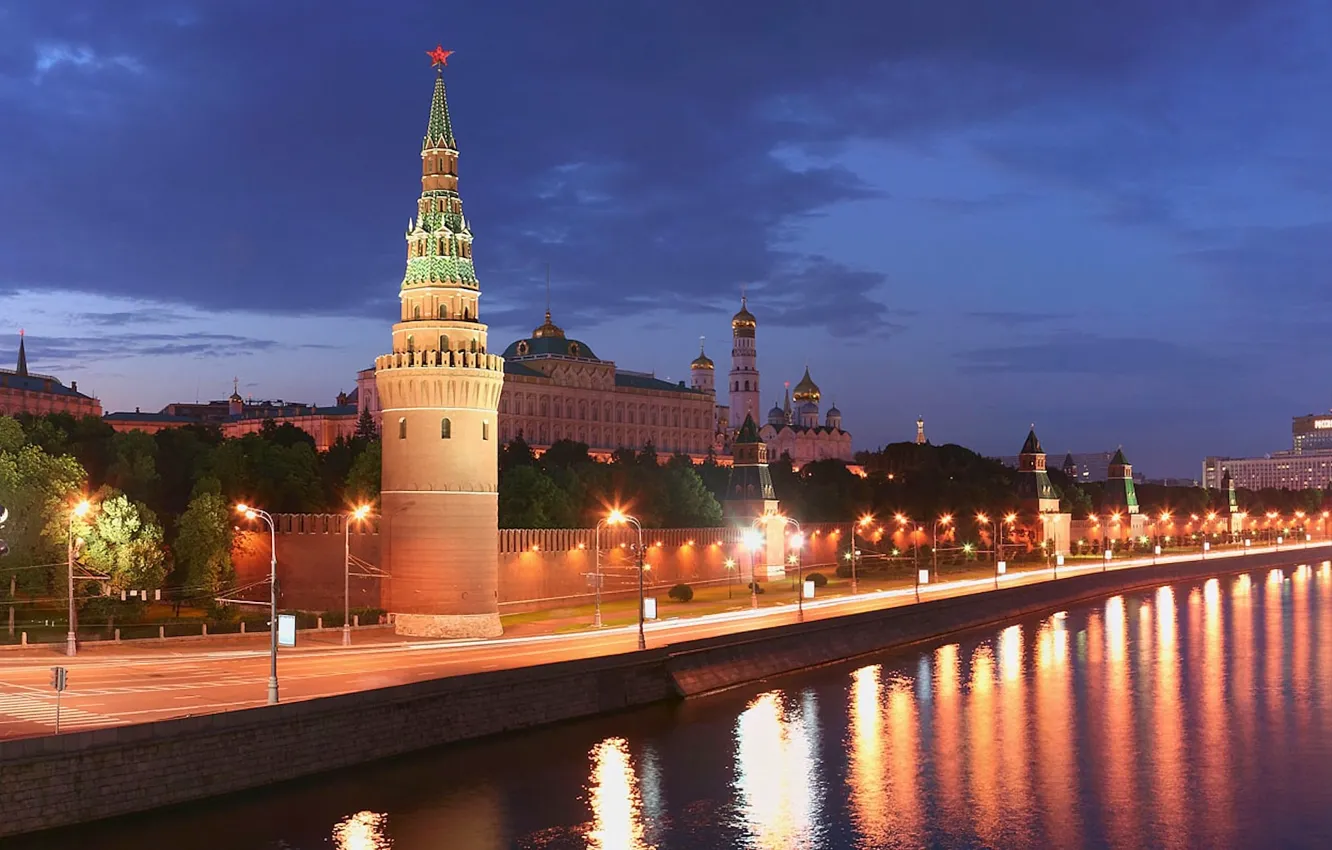 Фото обои река, башня, Москва, 155, кремль