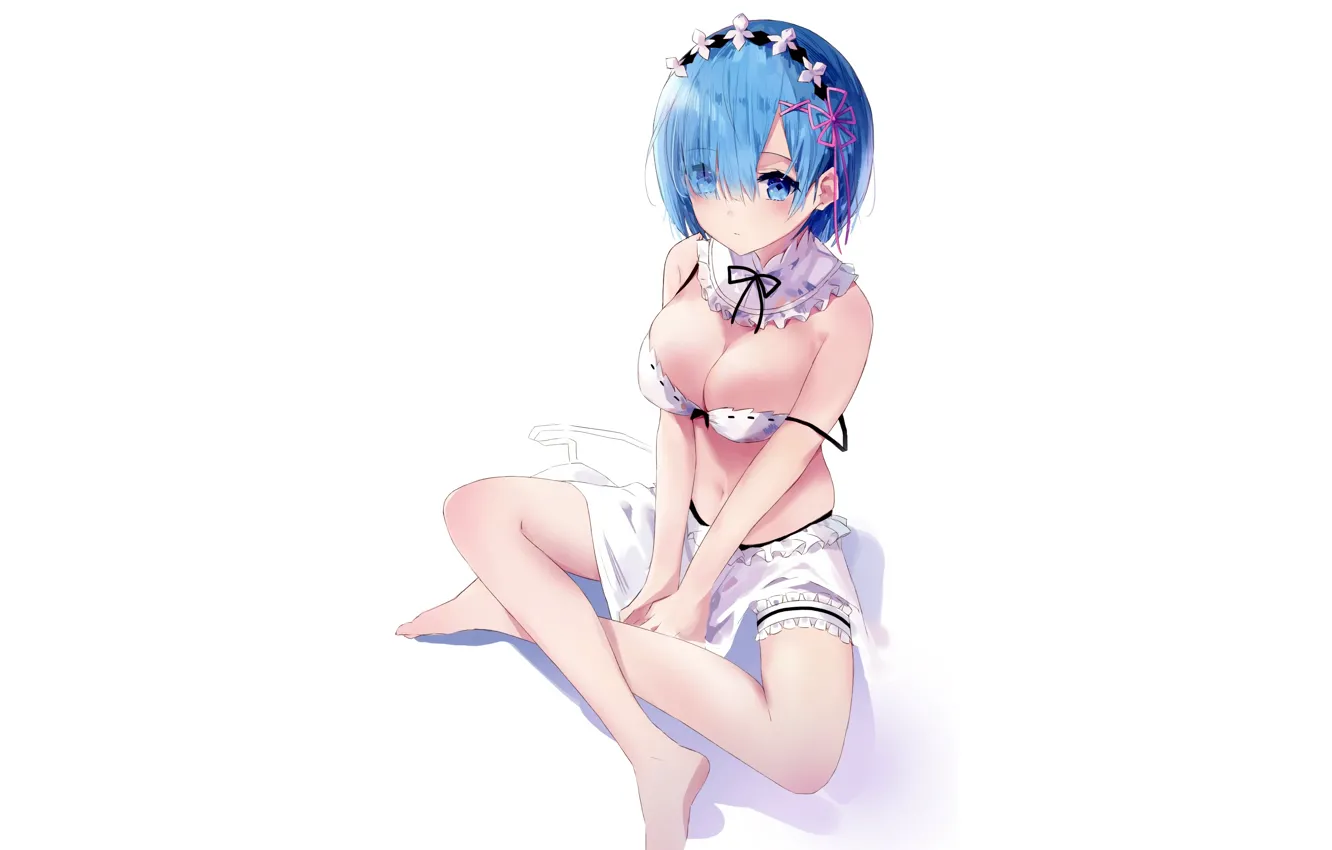 Фото обои girl, sexy, lingerie, bra, cleavage, legs, boobs, anime