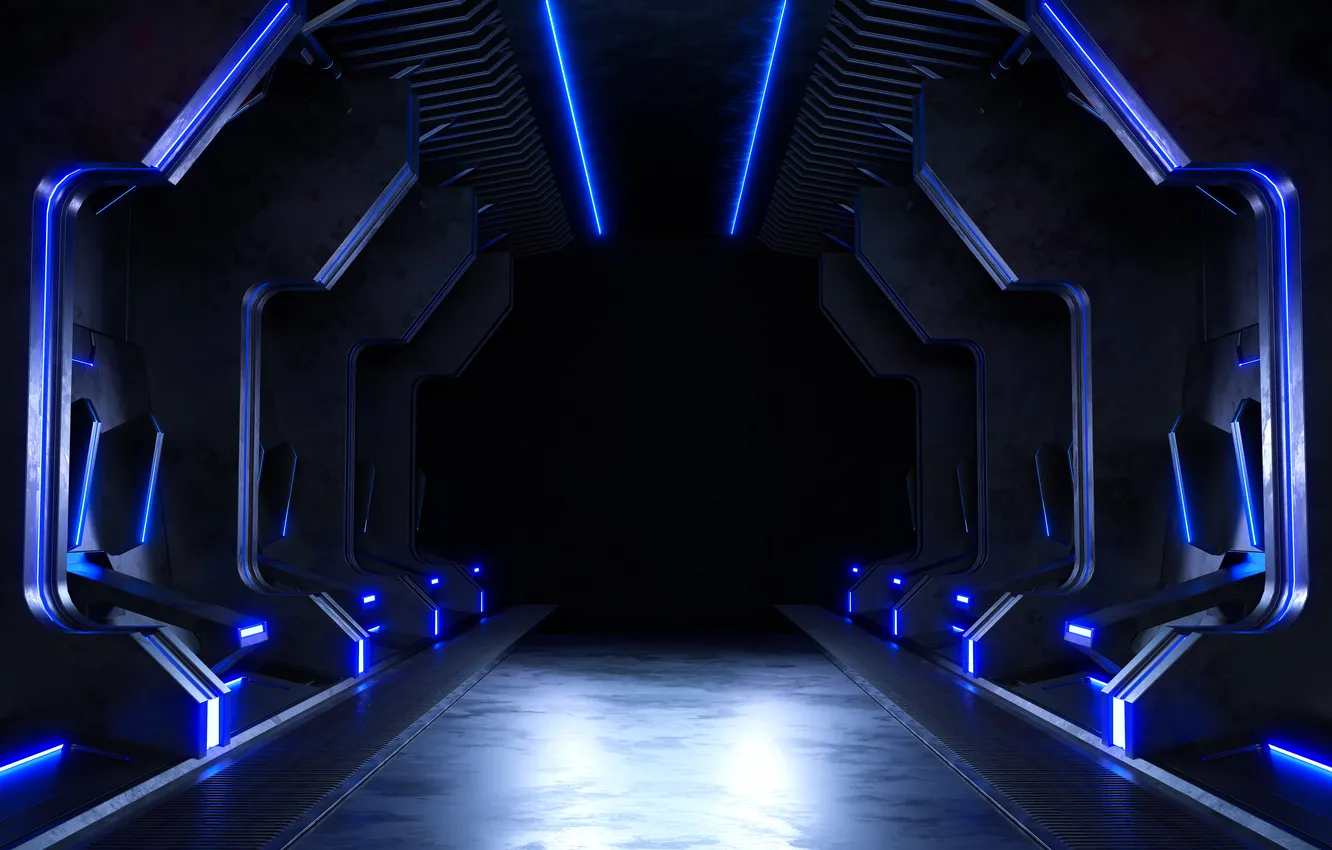 Фото обои dark, modern, sci-fi, room, empty, futuristic