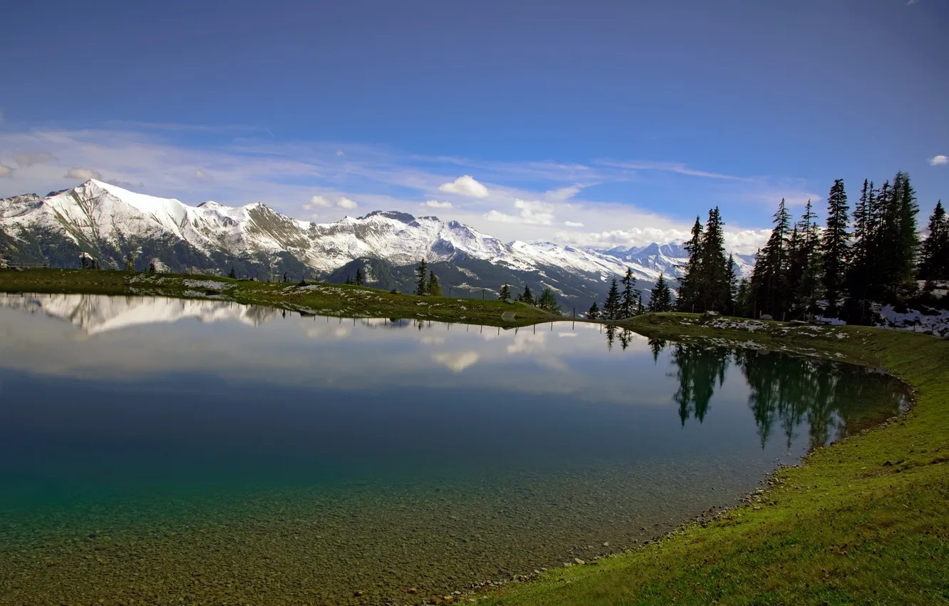 Фото обои пейзаж, горы, природа, озеро