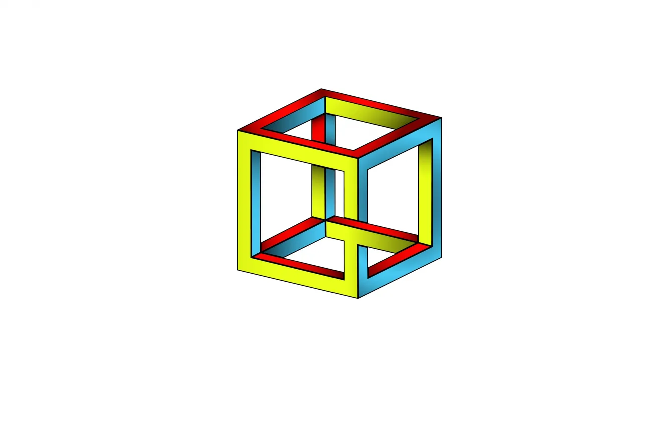 Фото обои куб, иллюзия, ребро