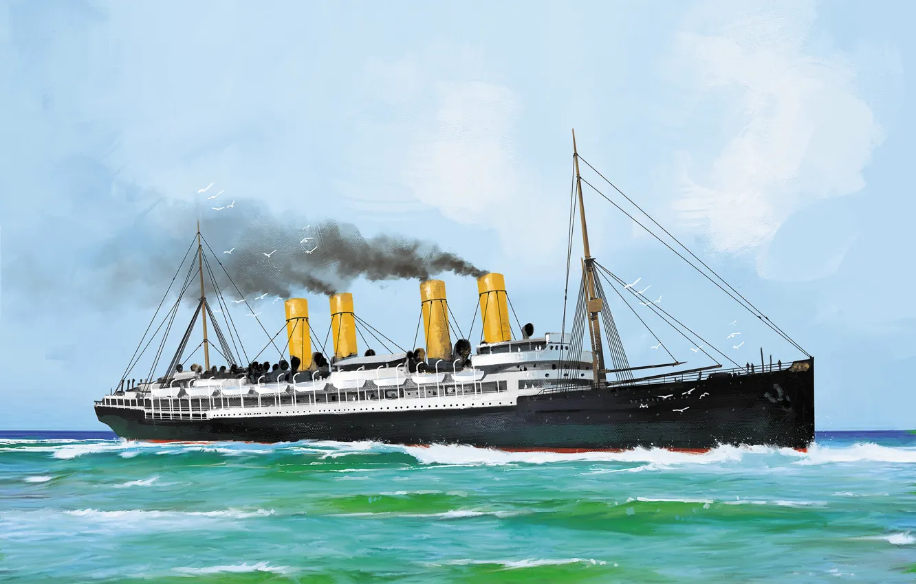 Фото обои волны, корабль, Deutschland, Transatlantic Ships