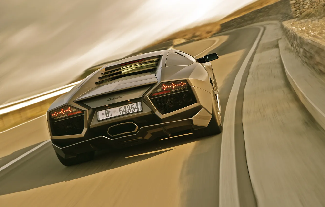 Фото обои дорога, небо, Lamborghini Reventon