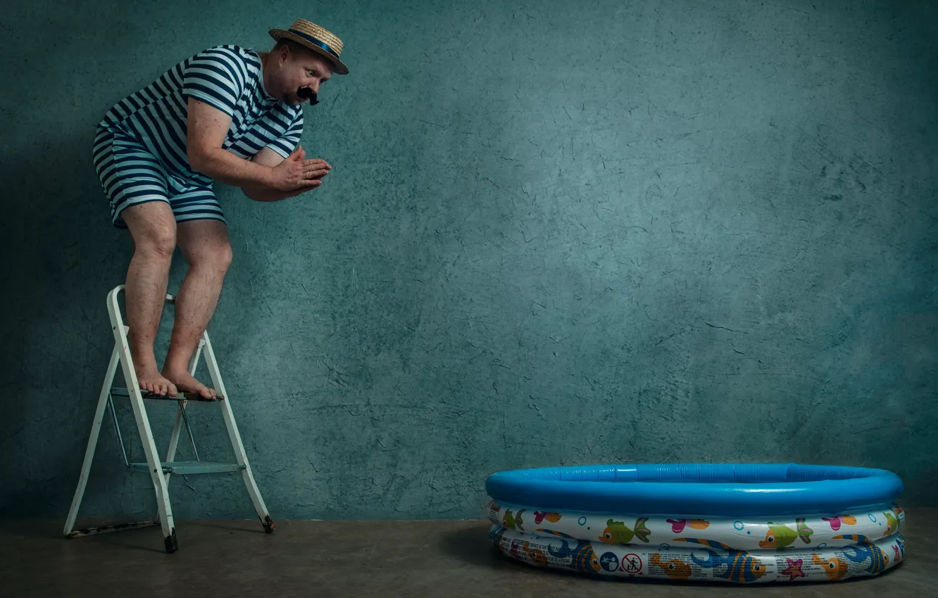 Фото обои человек, ситуация, бассеин