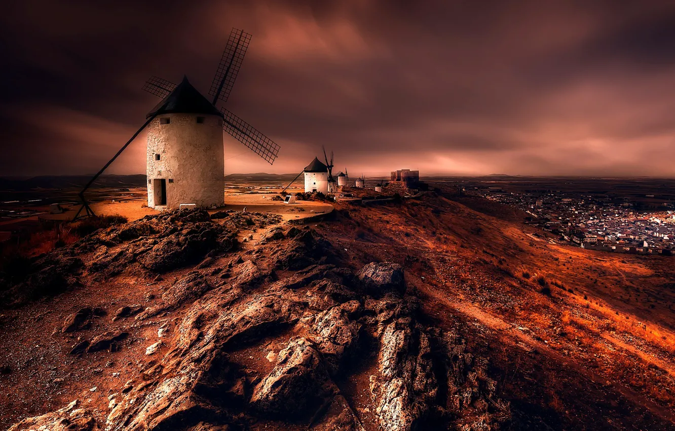 Фото обои ветряки, мельницы, Испания