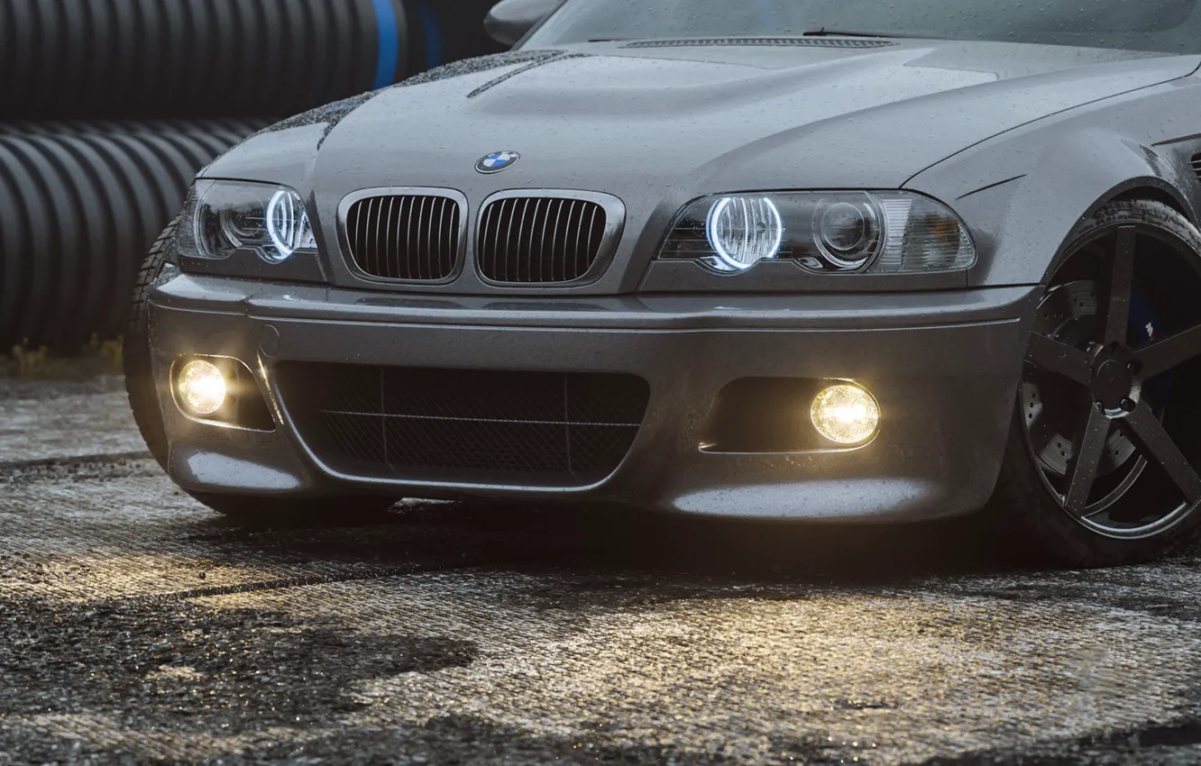 Фото обои Авто, BMW, Машина, Серый, Car, Render, Серебряный, E46