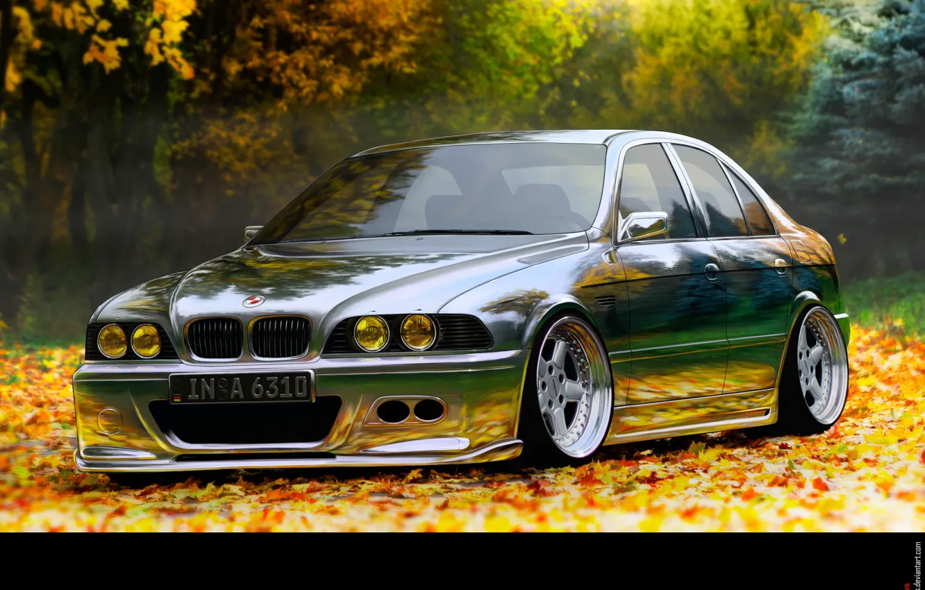 Фото обои авто, bmw, хром, stance, стэнс, 5er, 5, 5series