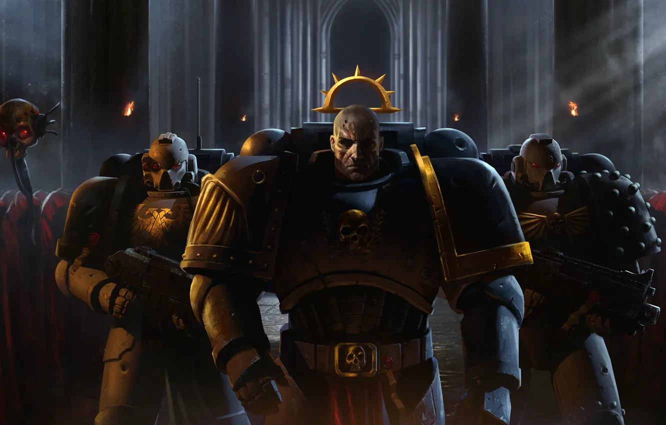 Фото обои солдаты, броня, Warhammer, art, Warhammer 40k, Space Marines, adeptus astartes