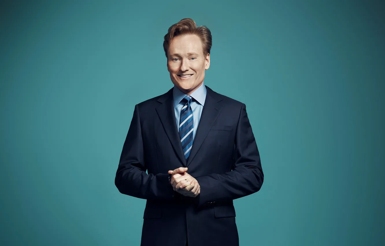 Фото обои blue, smile, funny, hands, handsome, Ginger, Conan o'brien