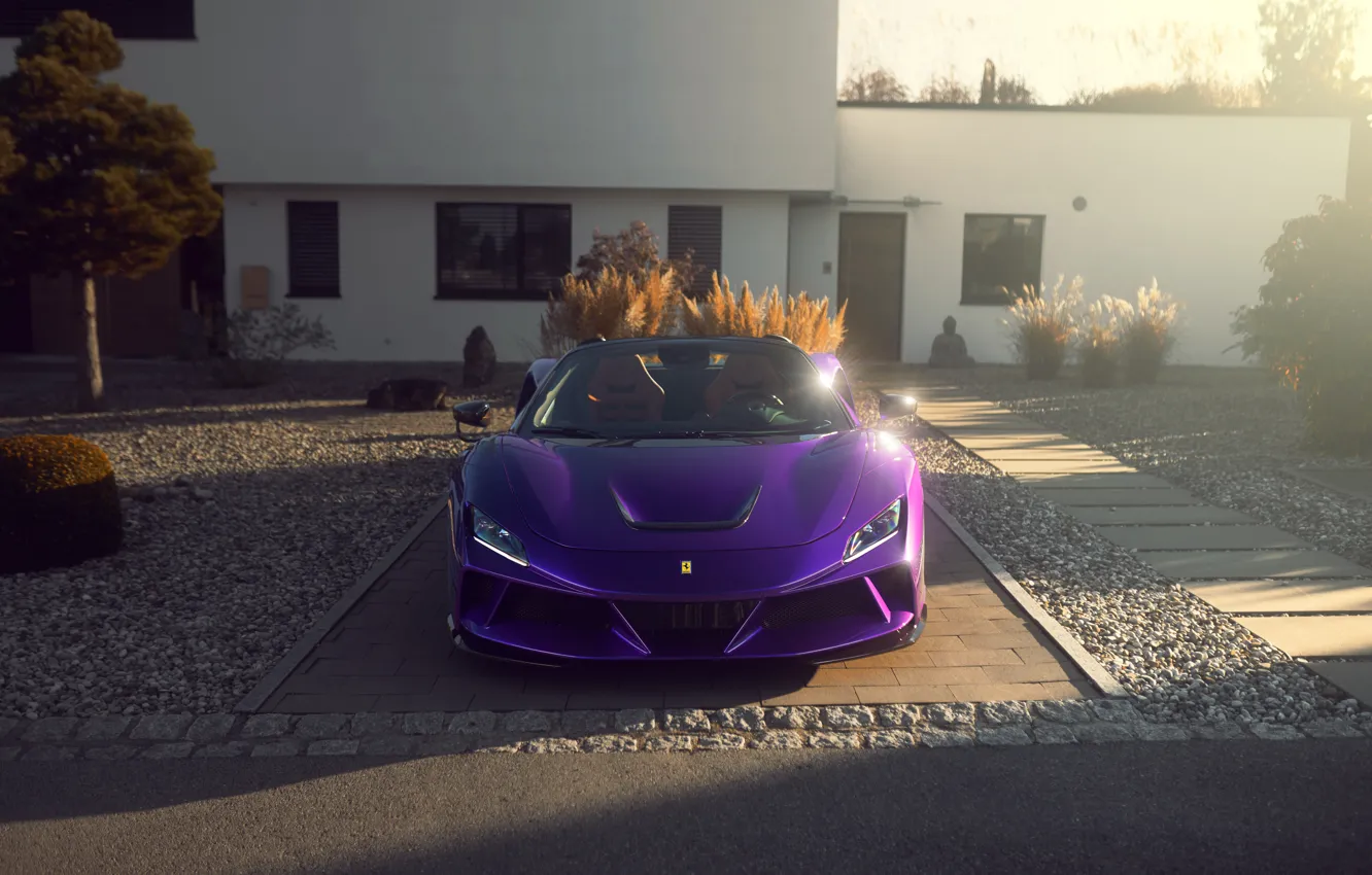 Фото обои фиолетовый, Тюнинг, Феррари, Ferrari, Purple, tuning, Spider, Передок