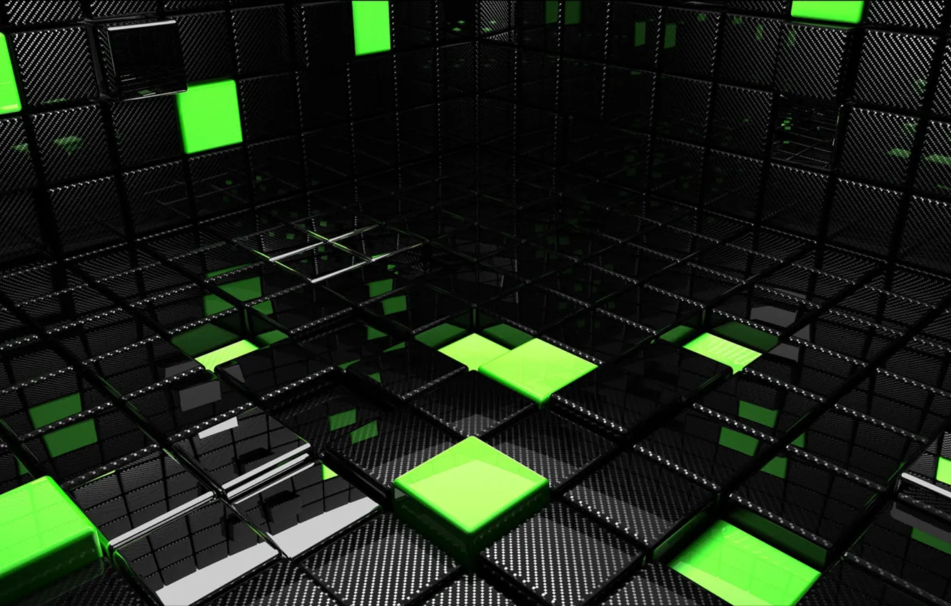 Фото обои кубы, кубики, квадраты, зеленые, черные