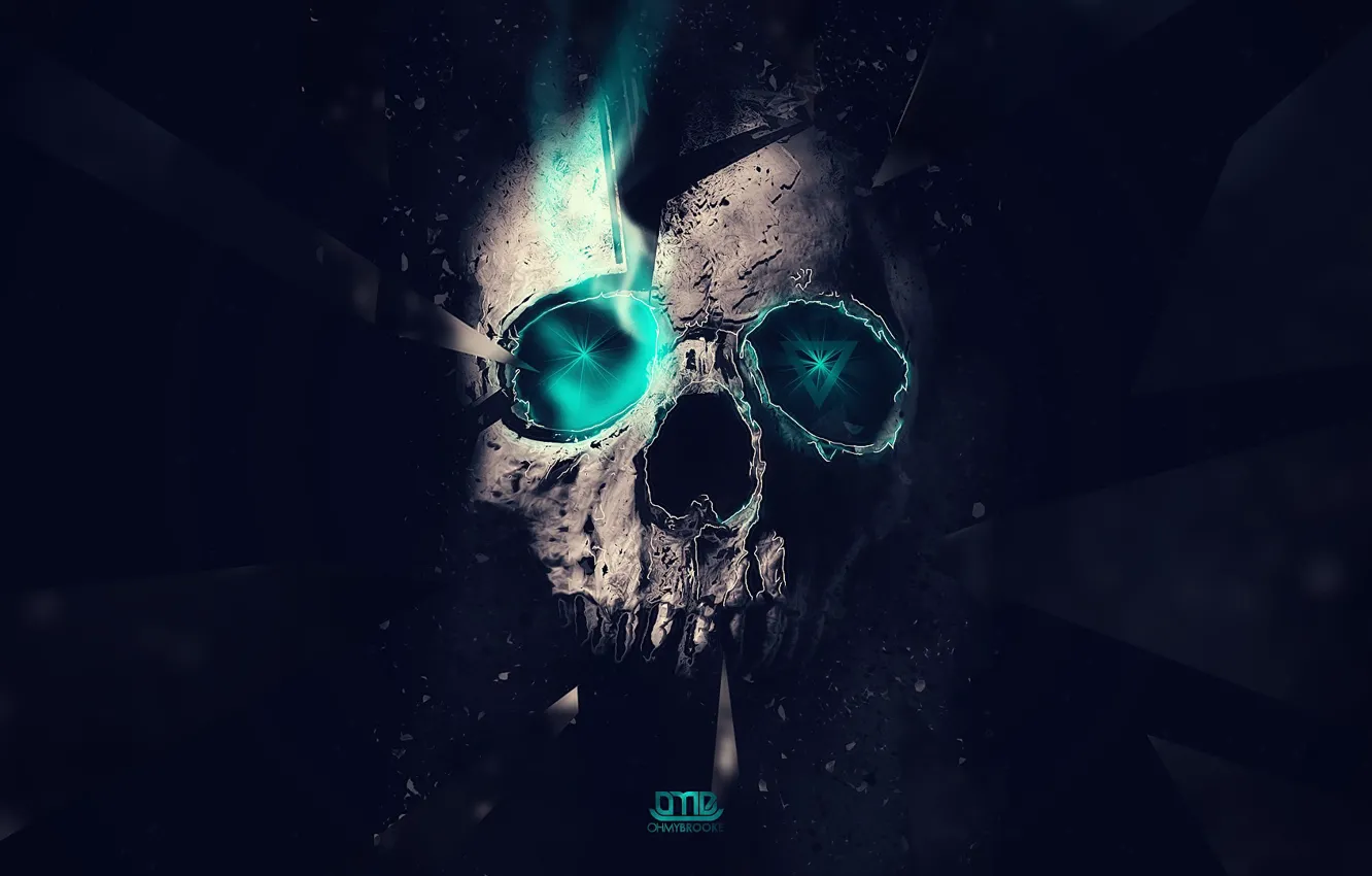 Фото обои Dark, Abstract, Skull, 1920x1080, Minimalism