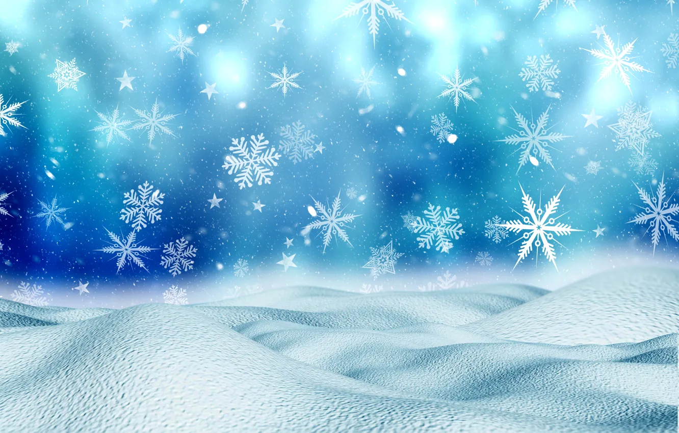 Фото обои зима, снег, снежинки, фон, Christmas, blue, winter, background