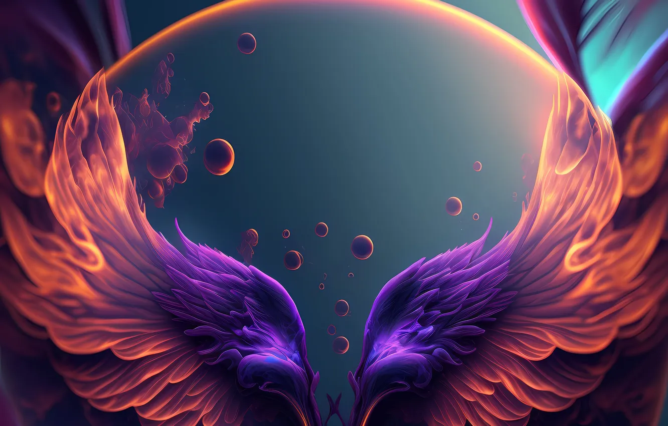 Фото обои фиолетовый, крылья, fantasy, пурпурный, wings, purpure, ИИ арт, AI art
