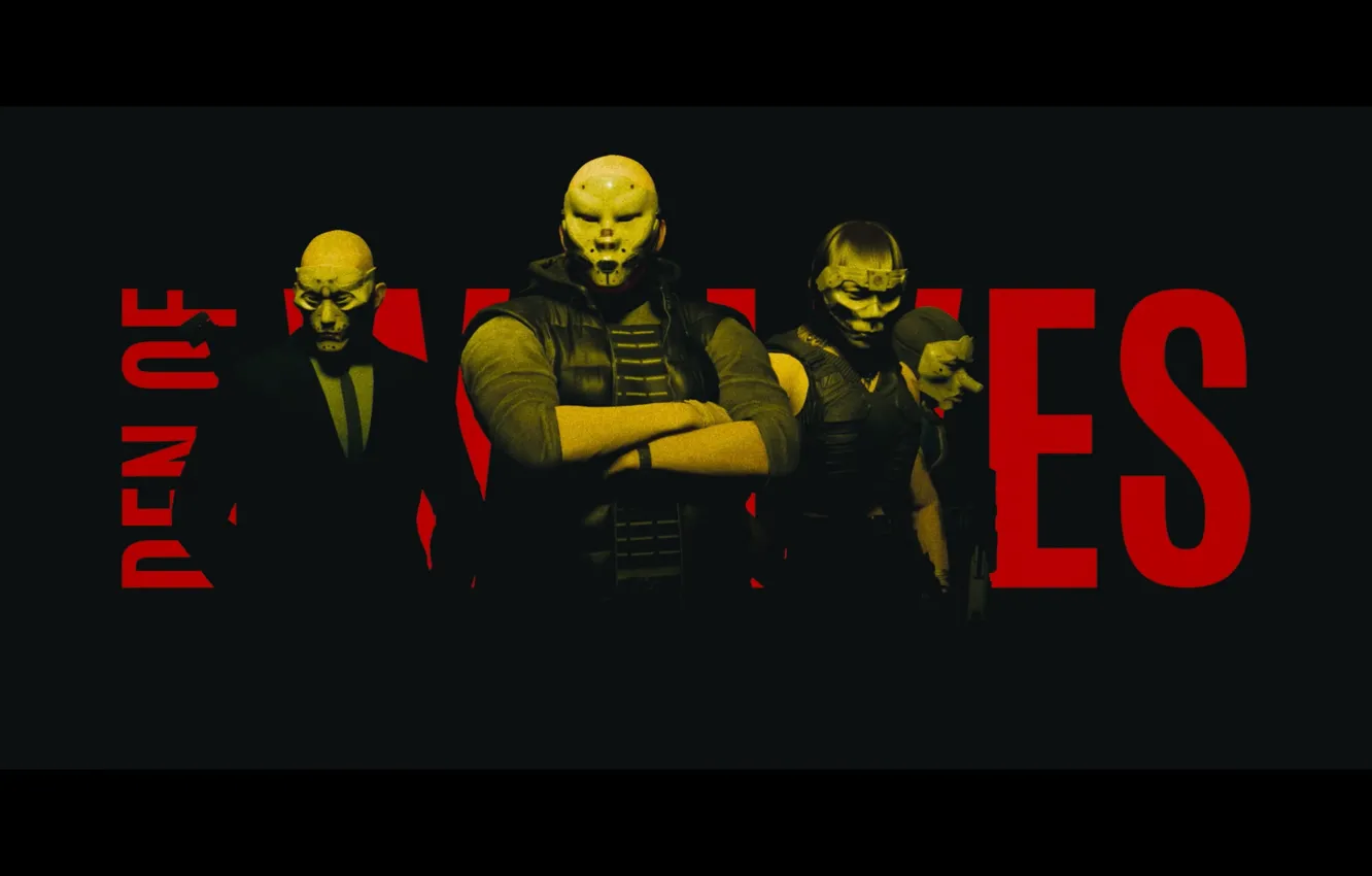 Фото обои маска, киберпанк, Anonymous, шутер, кооператив, Den of Wolves