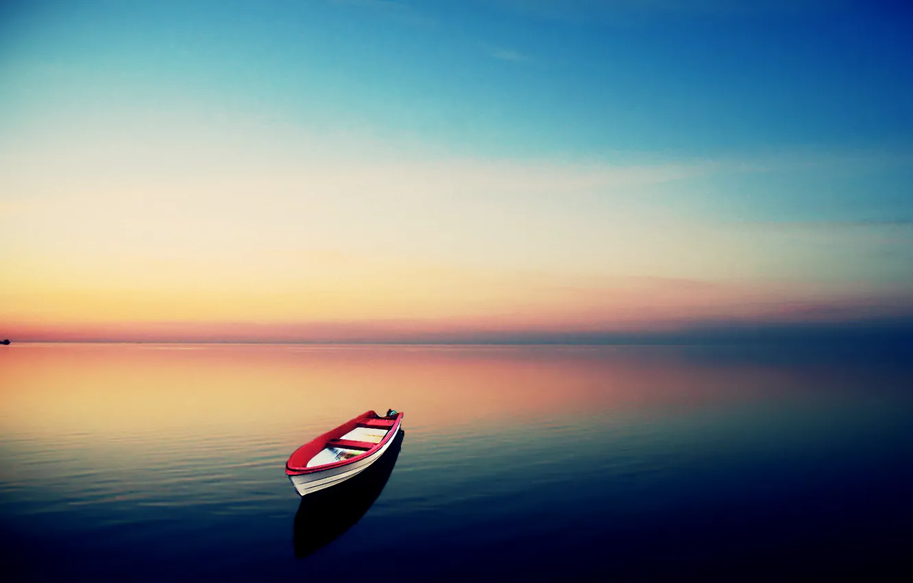 Фото обои sky, lake, boat