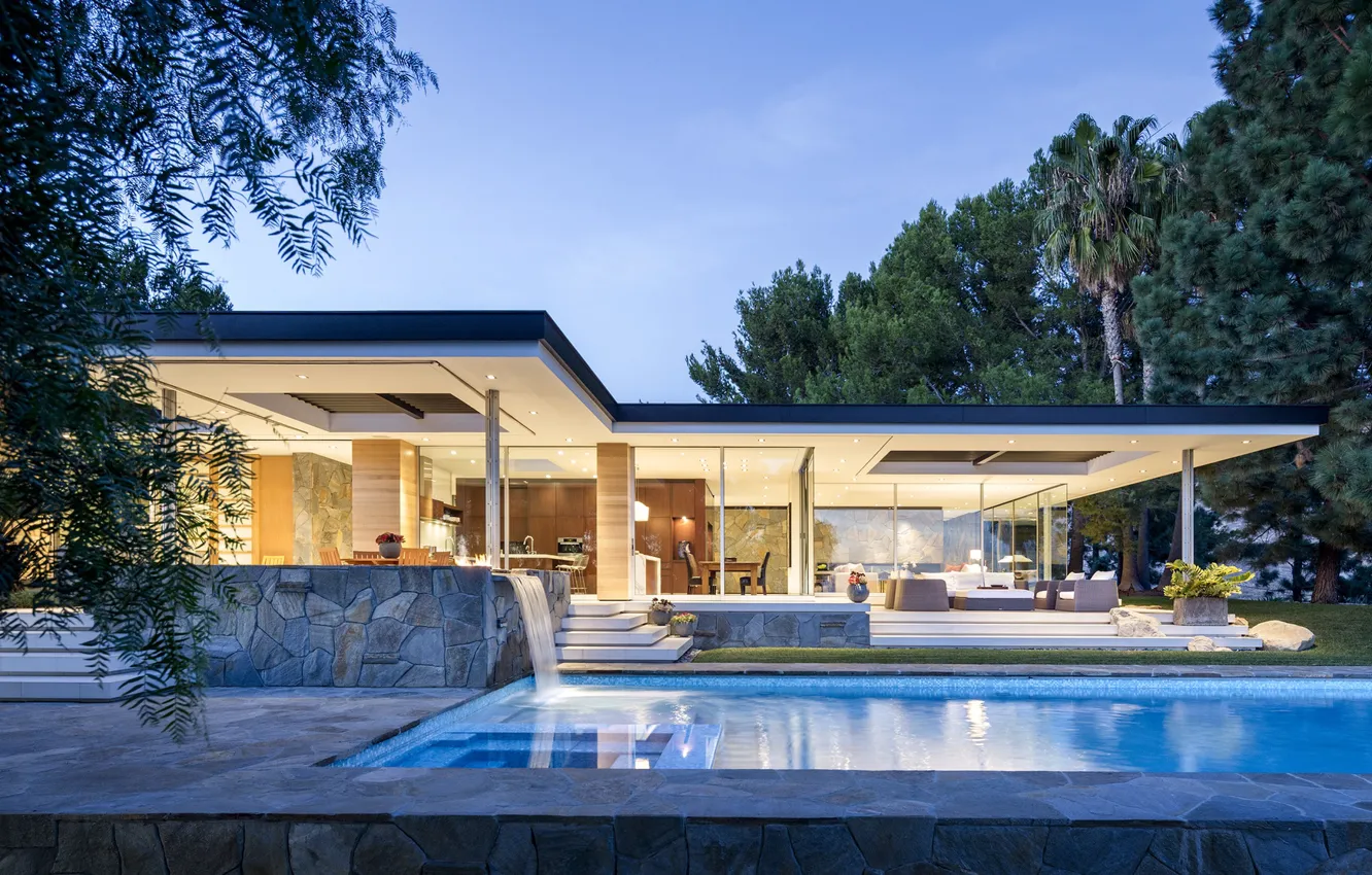 Фото обои hilltop site in Malibu, by Studio Bracket, single family residence, Malibu Crest, интерьер-экстерьер, расположенная на …