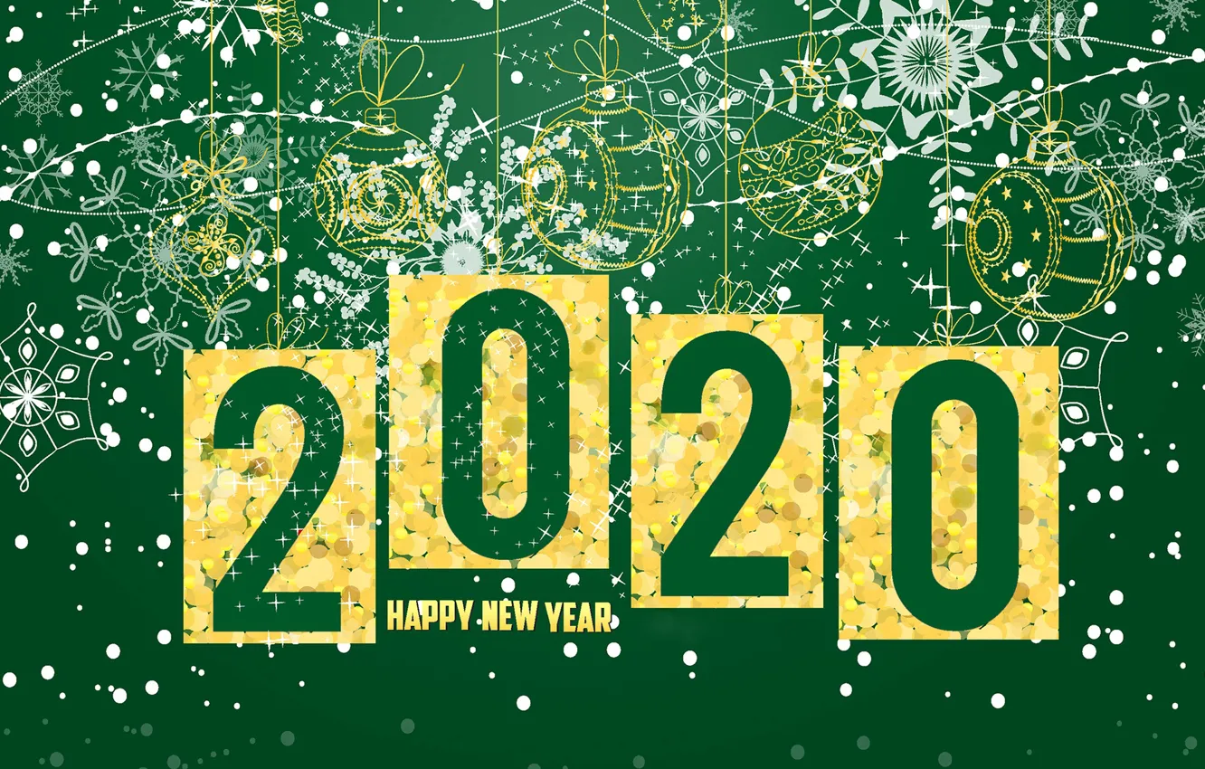 Фото обои фон, праздник, шары, узоры, Новый год, New Year, 2020