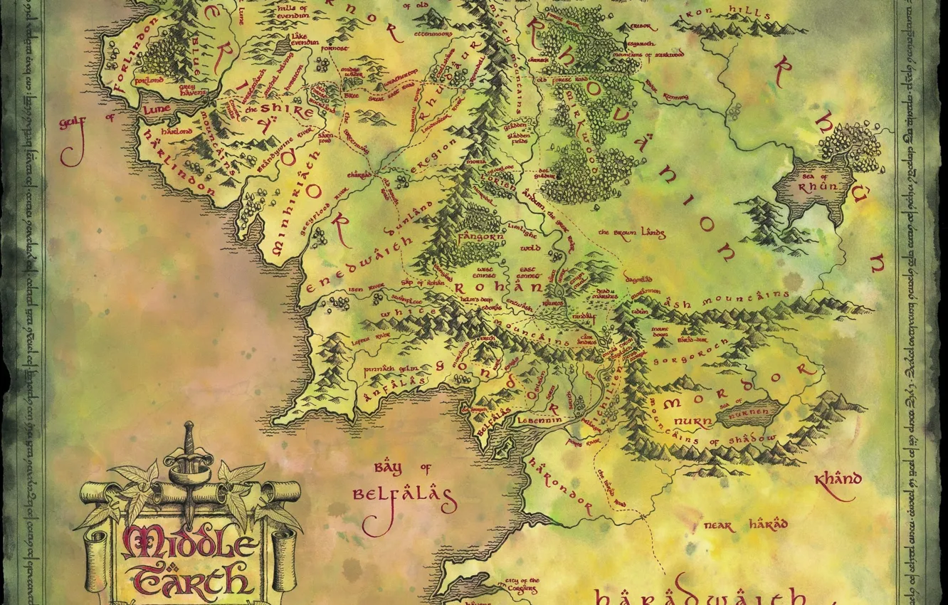 Фото обои карта, Властелин Колец, the lord of the rings