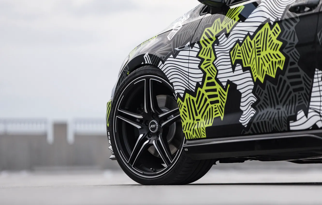 Фото обои колесо, Volkswagen, Golf, 2018, Golf R, ABT, Abstract Concept
