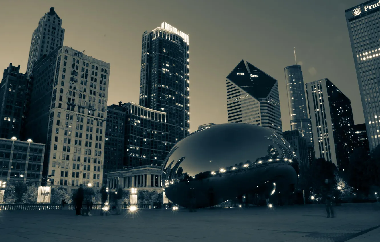 Фото обои небоскребы, Чикаго, USA, Chicago, illinois, капля ртути, миллениум парк