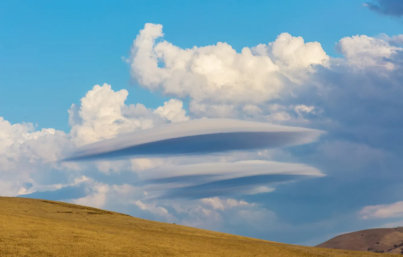 Фото обои небо, облака, холмы, США, Клифорния