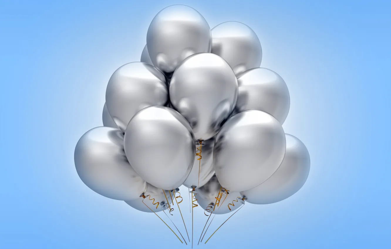 Фото обои воздушные шары, silver, celebration, holiday, balloons
