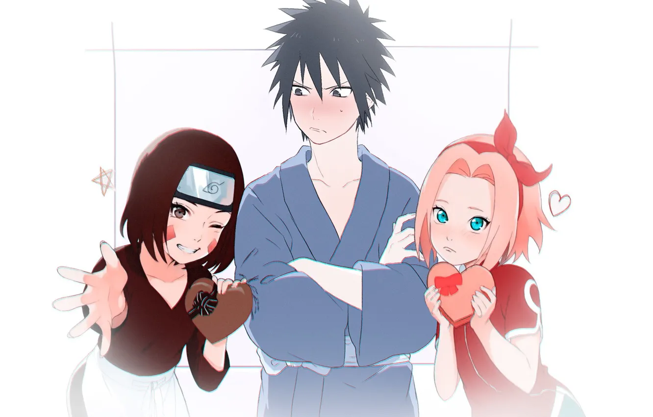Фото обои девочки, парень, Наруто, Naruto