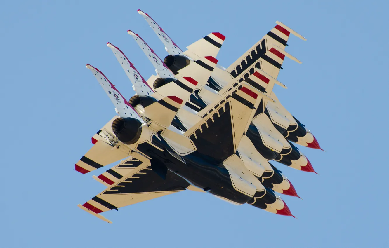 Фото обои истребители, F-16, Fighting Falcon, Thunderbird
