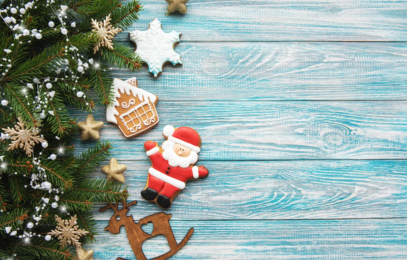 Фото обои украшения, Новый Год, Рождество, christmas, wood, merry, cookies, decoration