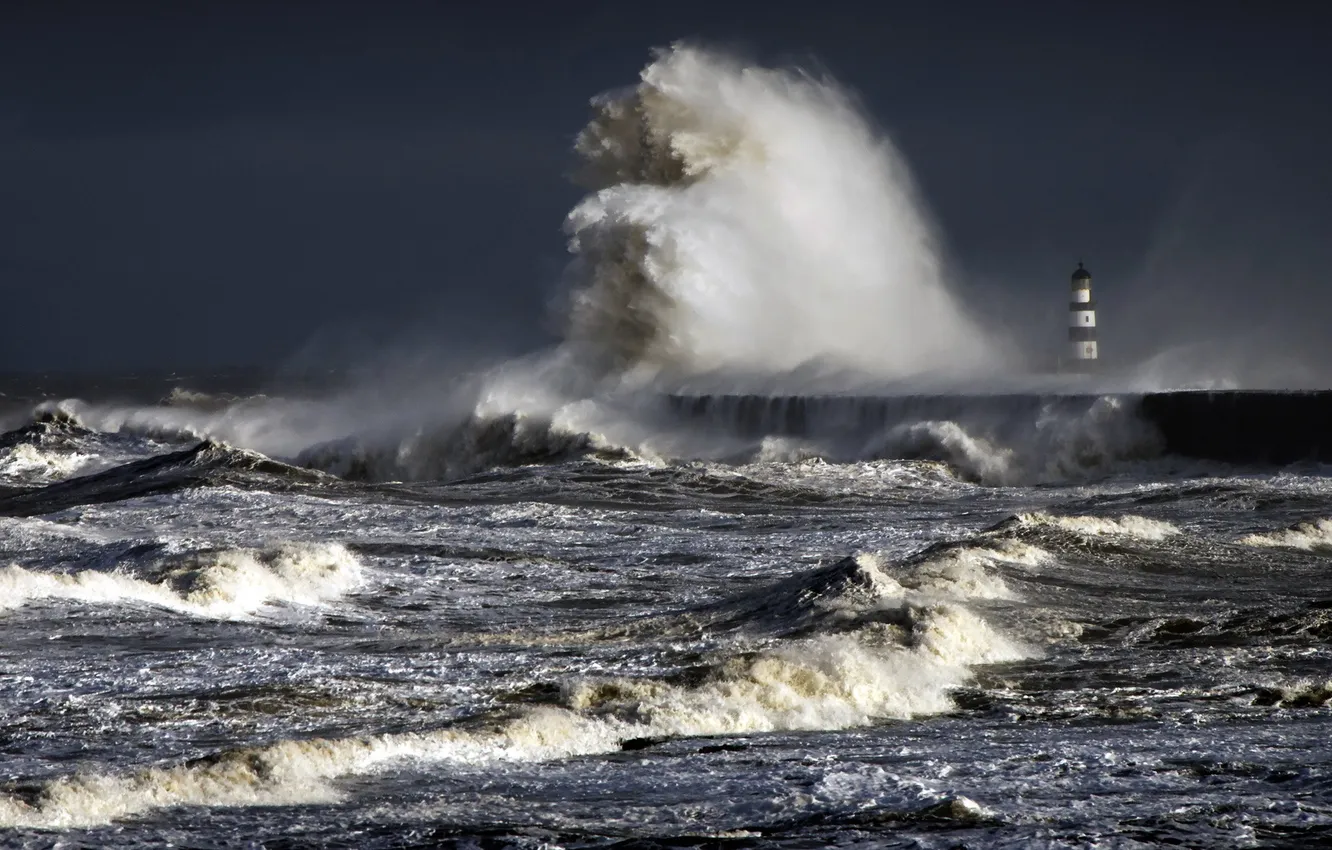 Фото обои north sea, stormy, County Durham, Seaham Pier