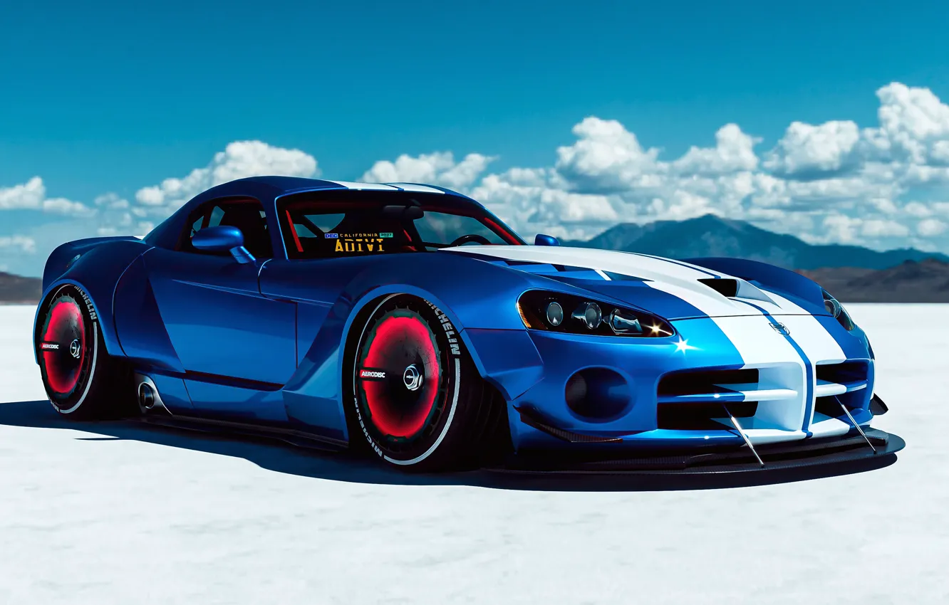 Фото обои Dodge Viper, muscle car, widebody, salt desert