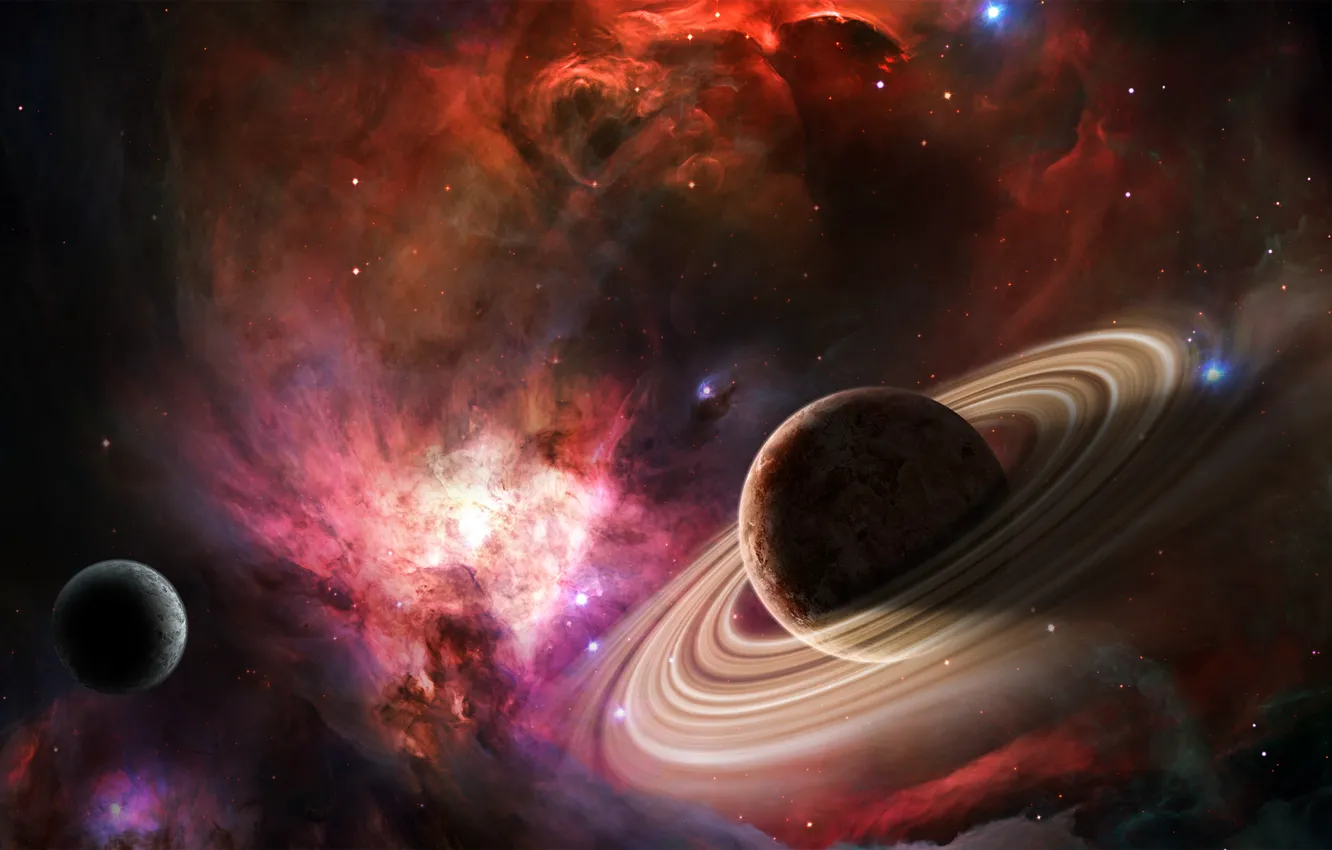 Фото обои космос, звезды, туманность, планеты, space, nebula, stars, planets
