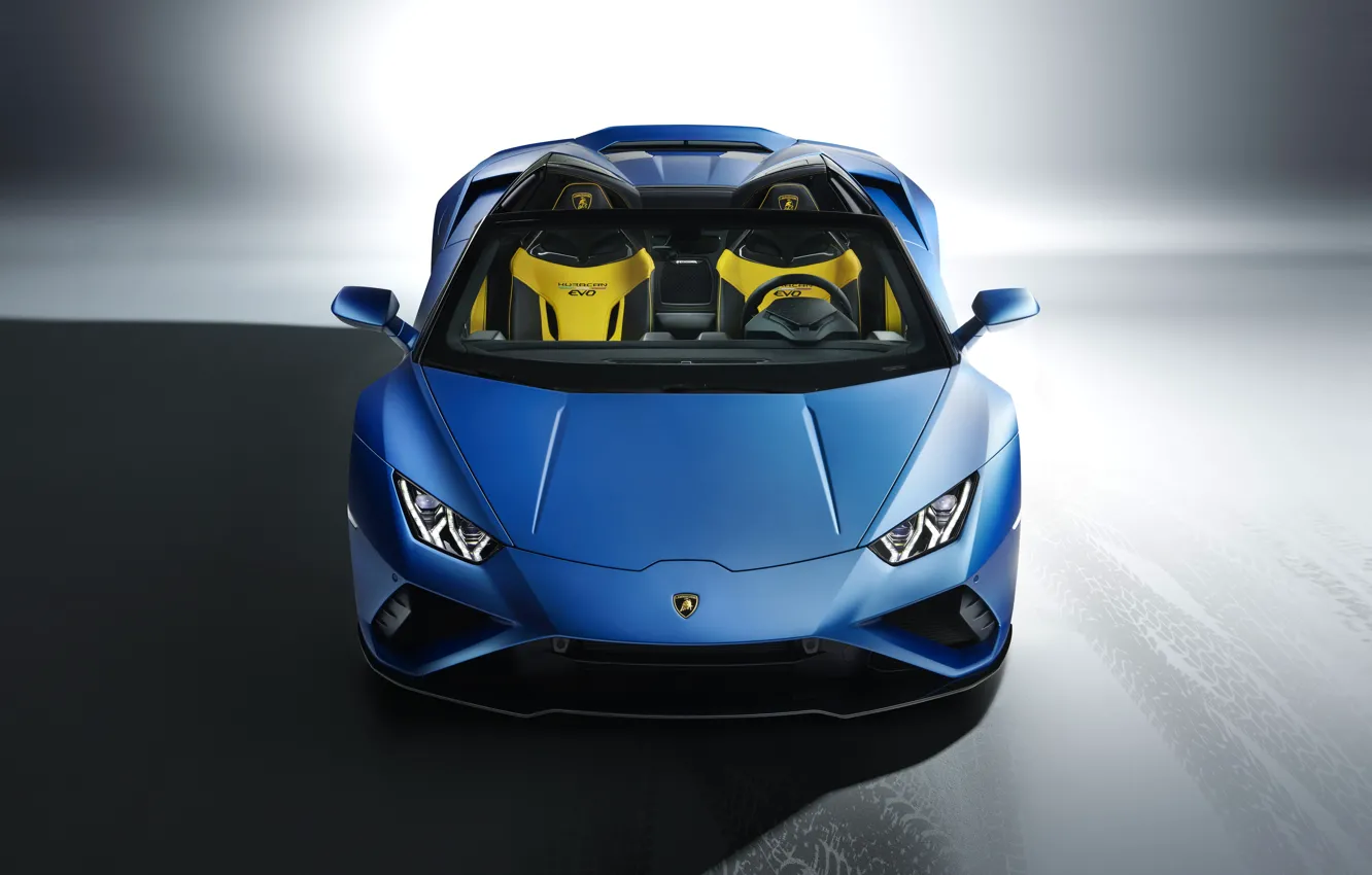 Фото обои Lamborghini, вид спереди, Spyder, Huracan, 2020, RWD, Huracan EVO