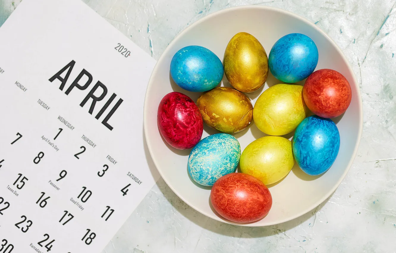 Фото обои лист, яйца, весна, Пасха, календарь, Easter