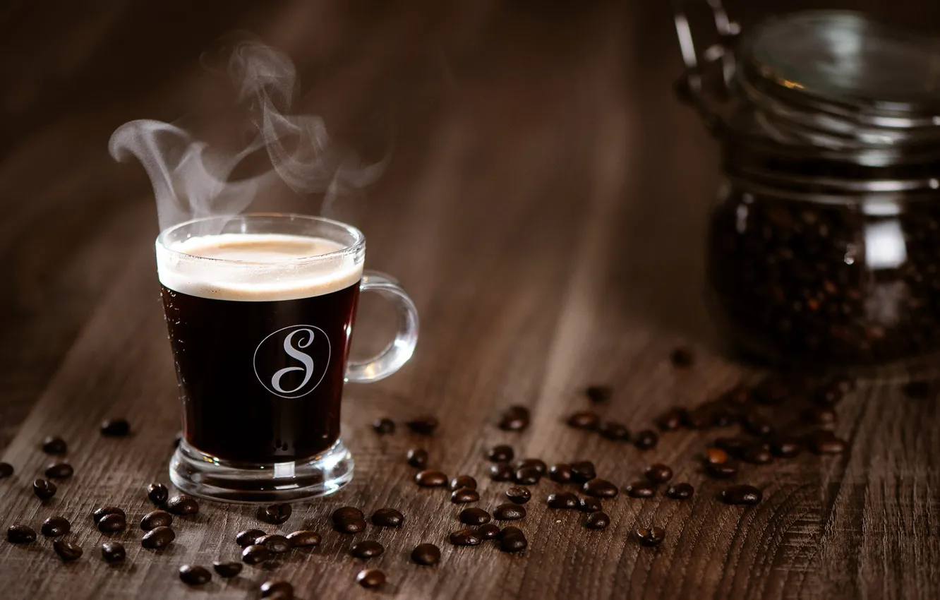 Фото обои кофе, чашка, кофейные зерна, wood, cup, beans, coffee