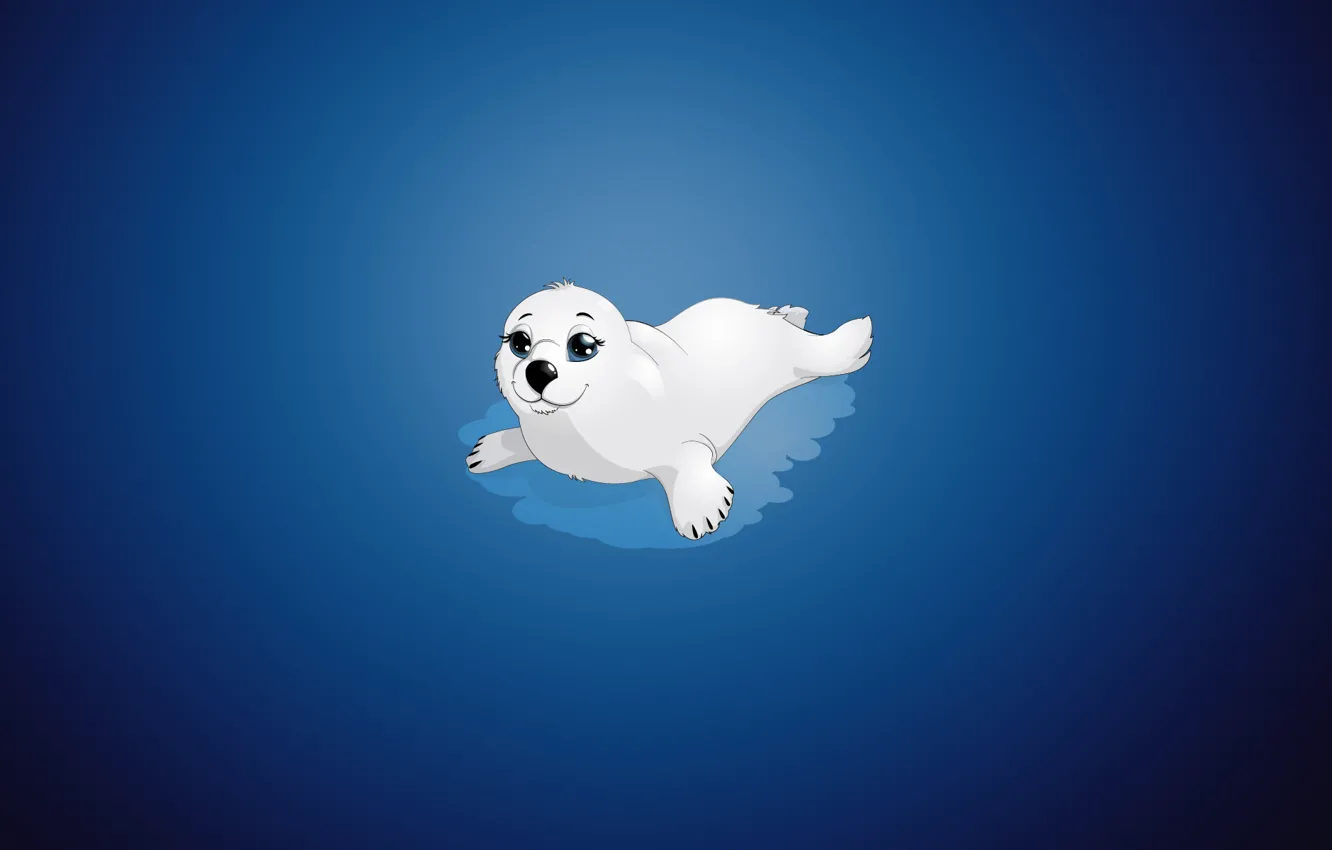 Фото обои фон, рисунок, тюлень, минимализм