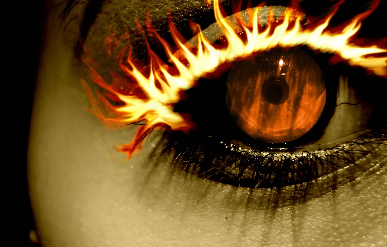 Фото обои fire, orange, Eye, eyelash