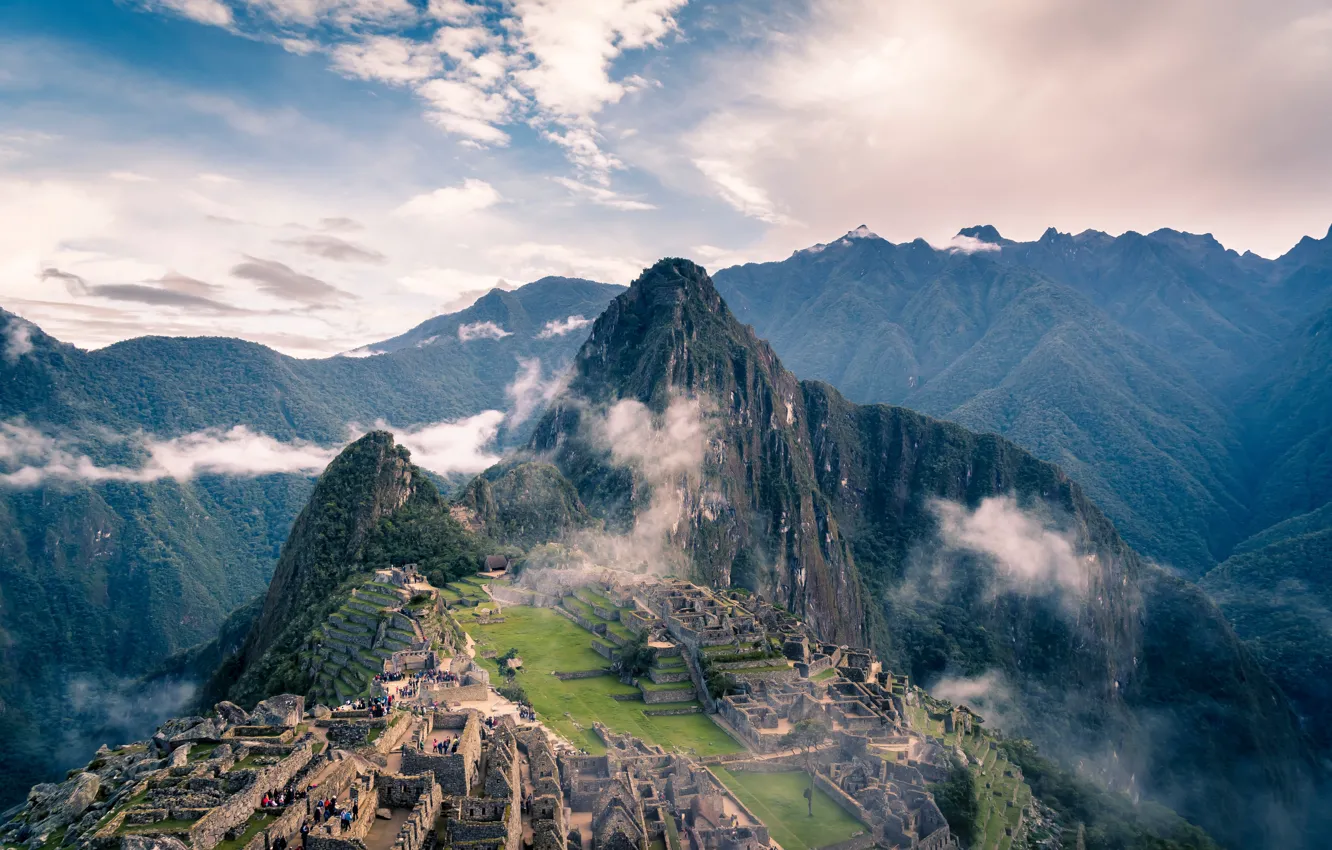 Фото обои Горы, Город, Развалины, Пейзаж, Перу, Мачу-Пикчу