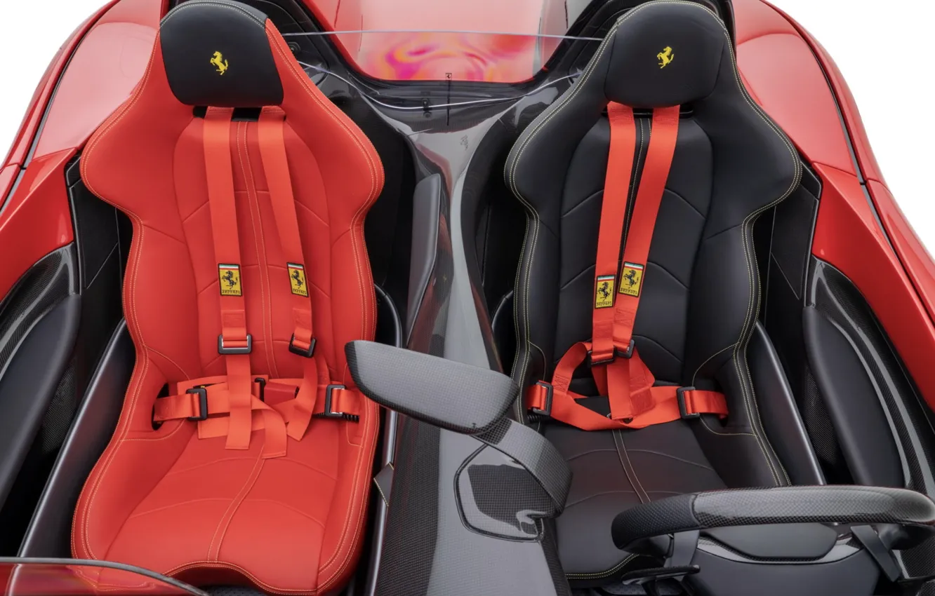 Фото обои кресла, Ferrari, суперкар, Mansory, салон автомобиля, зеркало заднего вида, Ferrari Monza SP2