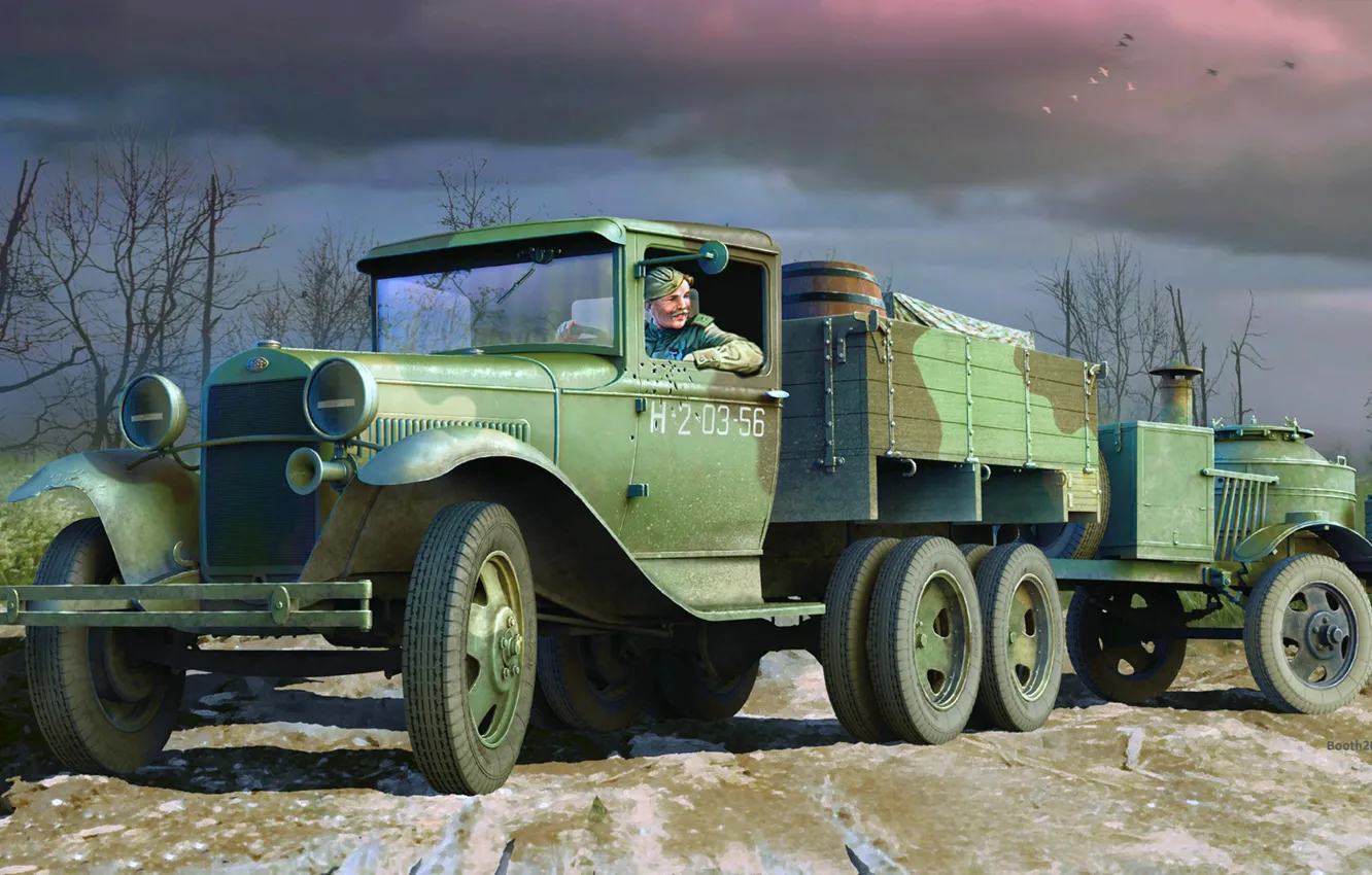 Фото обои СССР, ГАЗ-ААА, повышенной проходимости, советский грузовой автомобиль, полевая кухня