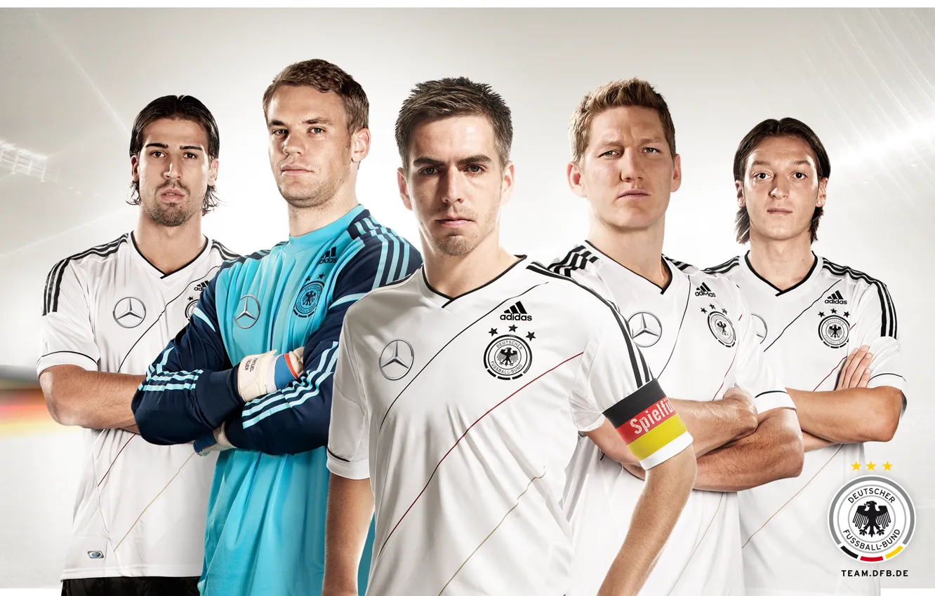 Фото обои Германия, Футбол, Sami Khedira, ЕВРО 2012, EURO 2012, Germany national team, Bastian Schweinsteiger, Manuel Neuer