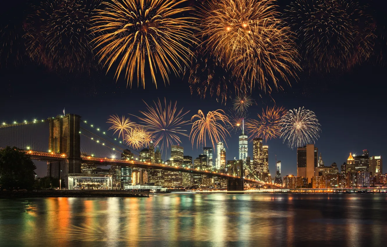 Фото обои light, fire, christmas, happy, party, nyc, york, architecture