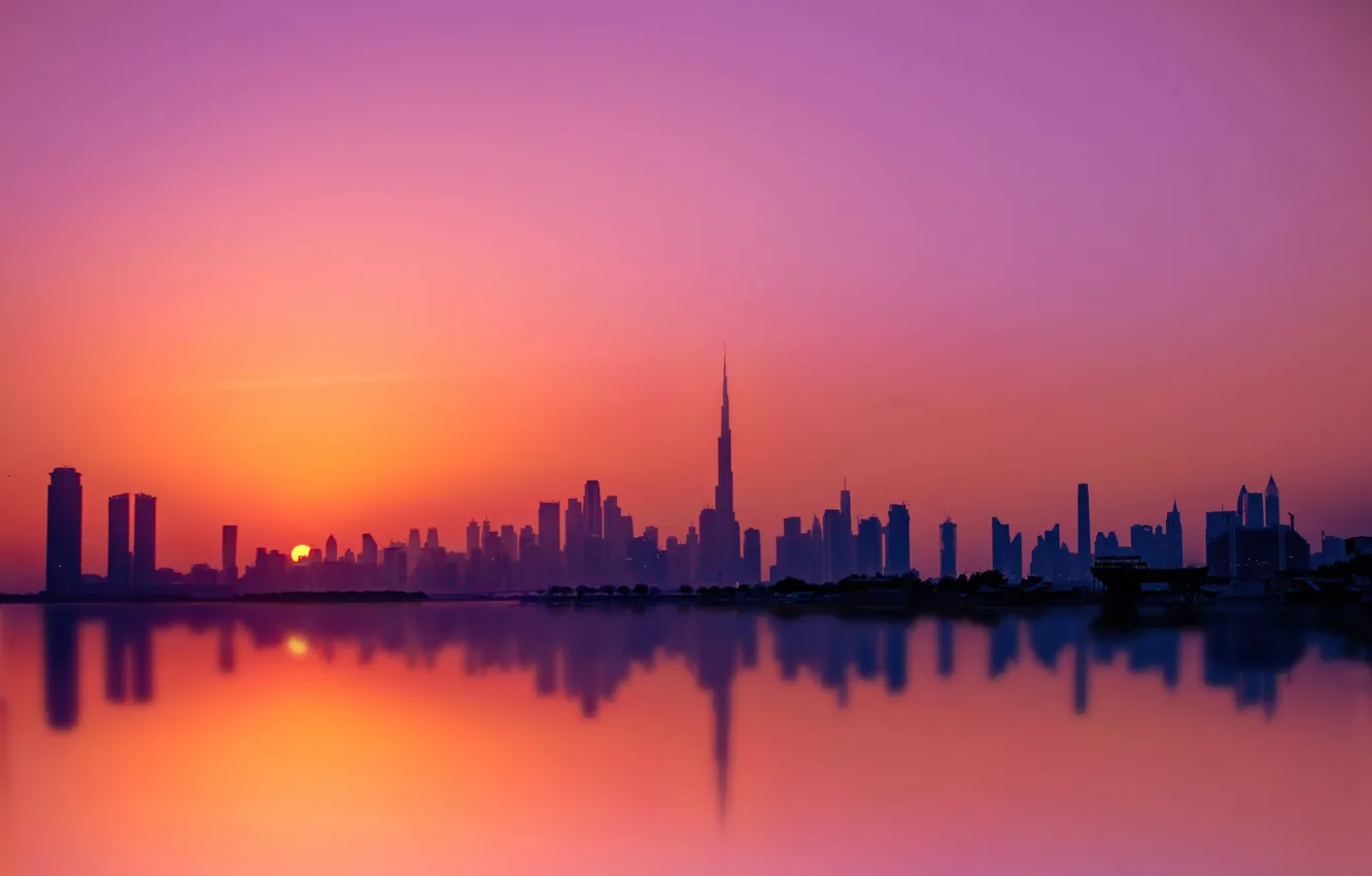 Фото обои city, dubai, silhouette
